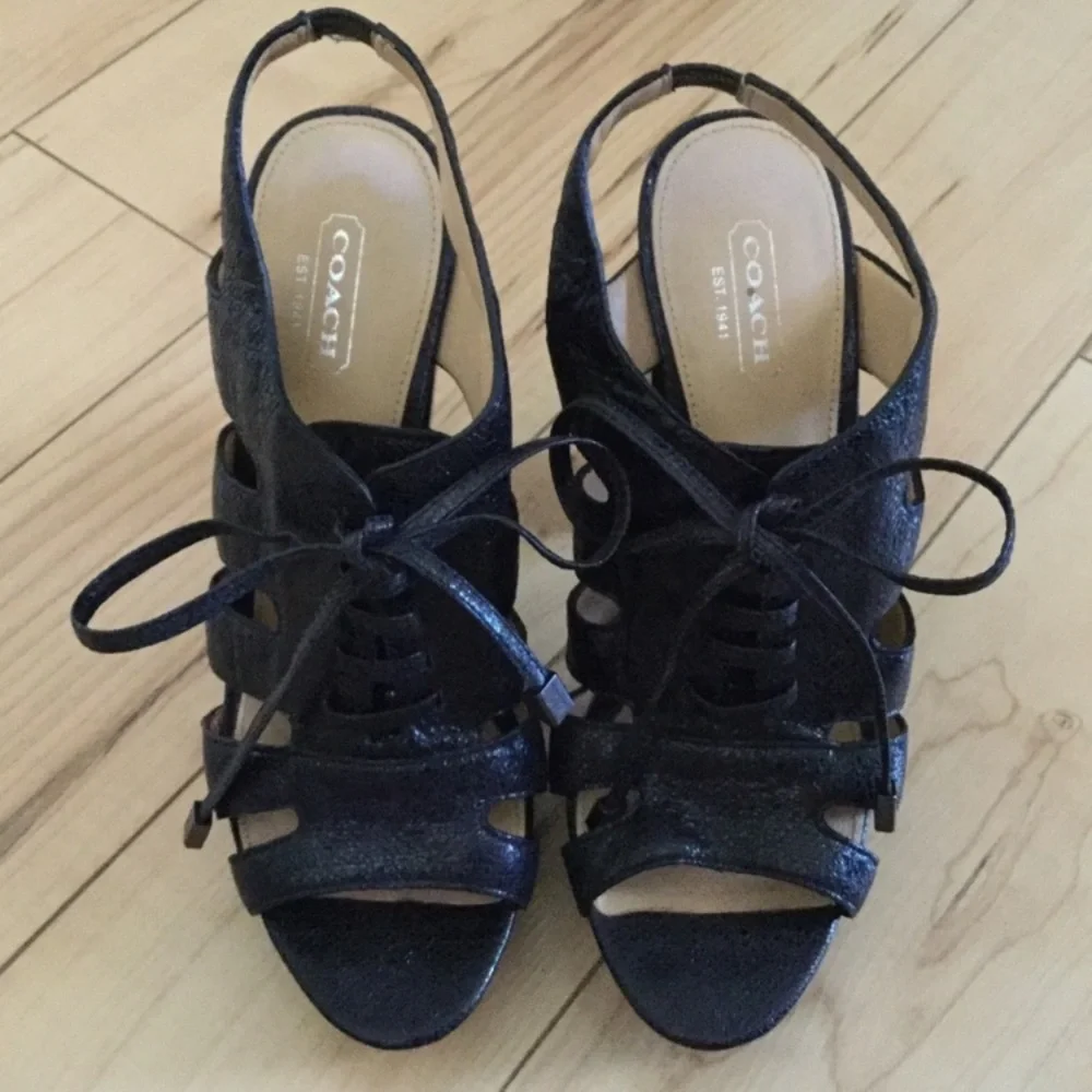 COACH | Maureen Caged Peep Toe Lace Up Platform Heels